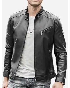 BLACK LEATHER FASHION JACKET