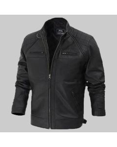 Mens Motorcycle Handmade Black Biker Leather Jacket - Motorcycle Black Leather Jacket for Men
