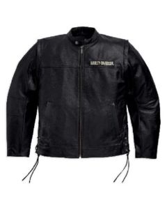 Harley Davidson Men's Brawler B&S Convertible Leather Jacket Vest L 98001-11VM/Genuine Leather Jacket Is Perfect Gift for Any Special Person
