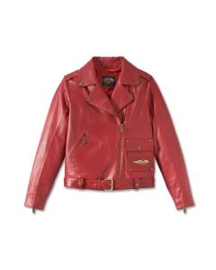 Women's Harley Davidson 120th Anniversary D-Pocket Biker Leather Jacket