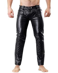 Men's Real Sheep Leather Party Pants Slim Fit Real Leather Black Pants