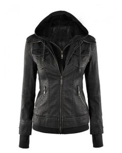WOMEN’S BLACK FITTED BOMBER LEATHER JACKET