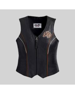 HARLEY DAVIDSON WOMEN'S JUNEAU EMBROIDERED LEATHER VEST
