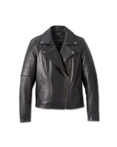Women's Harley Davidson Classic Biker Debossed Leather Jacket