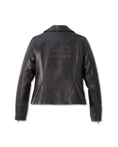 Women's Harley Davidson Classic Biker Debossed Leather Jacket