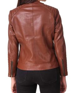 BROWN MOTORCYCLE LEATHER JACKET FOR WOMEN’S