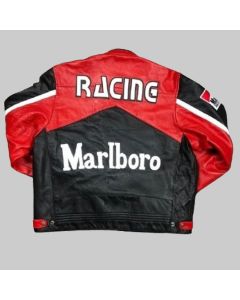 The Raceway Black Lambskin Real Leather Jacket with Embroidery Patches - Mens Formula F1 Raceway Black Leather Jacket /GIFT FOE LOVER
