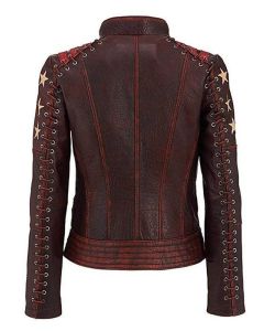 WOMEN’S OX BLOOD VINTAGE BIKER LEATHER JACKET
