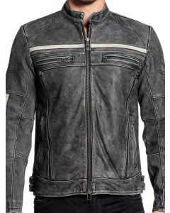 DISTRESSED MEN BIKER VINTAGE CAFE RACER LEATHER