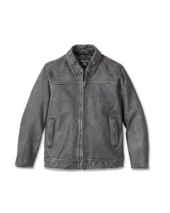 Men's Gas & Oil Leather Jacket - Black Leather