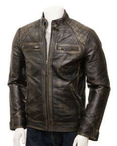 MEN REAL LEATHER VINTAGE BIKER JACKET