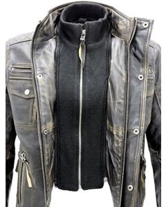 MEN BLACK VINTAGE BRANDO LEATHER MOTO JACKET