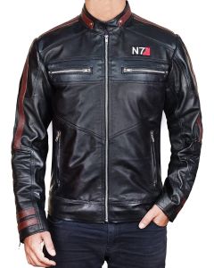 N7 Mass Effect Biker Mens Leather Jacket