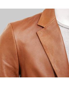 Handmade Slim Fit Brown Leather Blazer for Men