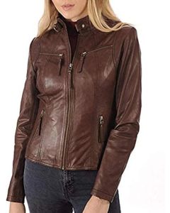 Premium Quality Handmade Chocolate Brown Women Casual Leather Jacket - Handmade Brown Real Leather Jacket for Women