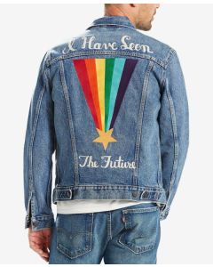 Levi’s Pride Trucker I have seen the future Men Denim Jacket Rainbow LGBT
