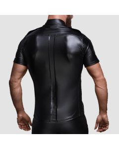 Mens Leather Buttoned Up Shirt