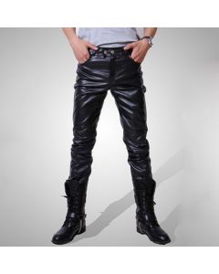 Men Leather Slim PU Pants