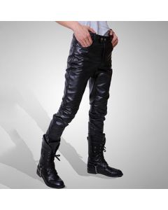 Men Leather Slim PU Pants