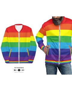 Rainbow Flag Jacket, Gay Pride Jacket, lightweight Bomber Jacket, Rainbow Jacket, LGBT Pride Wear, Pride Flag Clothes, Pride Outfit Idea