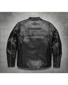 Mens Motorcycle Passing Link Dual Vent Handmade Cowhide Leather Jacket
