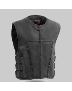 Men's Motorcycle Swat Style Leather Vest for Women's