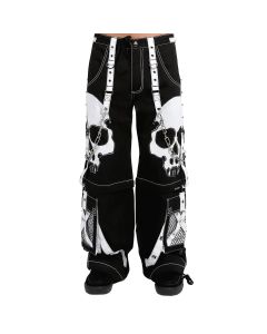 White Tripp Pants Cargo With Chains Black And White Gothic Cargo Unisex Pant