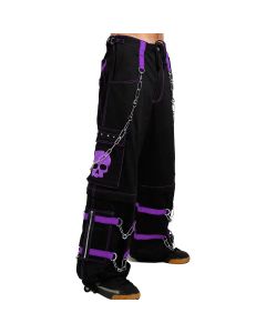 Gothic Cyber Jeans with Punk Rock Edge – Black & Purple Statement Trousers for Men
