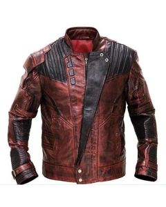 Starlord Inspired Leather Jacket - Handmade Distressed Maroon Leather Jacket for Men