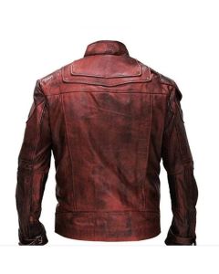 Starlord Inspired Leather Jacket - Handmade Distressed Maroon Leather Jacket for Men
