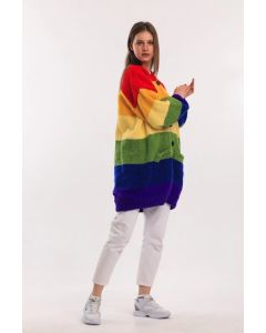 Oversize Jacket Sweater, Plus size Cardigan Jacket, Pride Sweater, Colorful Jacket, Lgbt
