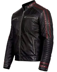 Commander Shepard Black Real Leather Jacket for Men - Handmade Black Motorcycle Lambskin Leather Jacket
