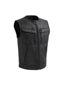 Unbeatable - Men's Motorcycle Leather Vest for men's, Black Leather vest for men's, Personlized Gift leather vest for men's And Boys