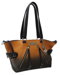 Harley-Davidson® Women's Ombré Satchel Handbag | Orange-Into-Black | Two Shoulder Strap Options - OL1402L-ORGBLK