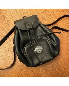 ????HARLEY DAVIDSON ????Rare Small Black Leather Vintage Backpack