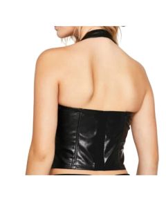 Soft Genuine Lambskin Leather Lace Up in frount | Personlized Gift for Women's | Blcak leather vest for women's