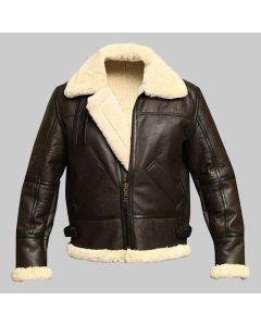 Raf Aviator B3 WWII Pilot Warm Brown Bomber Leather Jacket for Winters