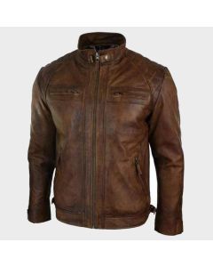 MEN BROWN FASHION LEATHER JACKET