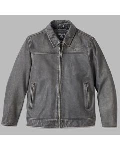 Men's Gas & Oil Leather Jacket - Black Leather