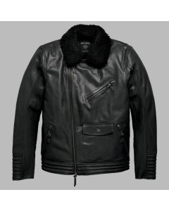 Men's Maverick Leather Biker Jacket - Black