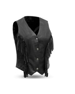 Women's Apache Motorcycle Vest, Black leather vest for Women's, Personlized Gift for Women's, Short leather vest for Women's