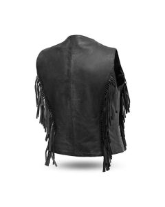 Women's Apache Motorcycle Vest, Black leather vest for Women's, Personlized Gift for Women's, Short leather vest for Women's