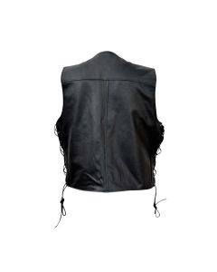Men's Genuine Leather Vest Black Motorcycle Biker Zipper Concho Chain Vests. Personilized Gift for men's. Party vest for men's