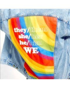 LEVI'S Rainbow Pride LGBTQ Trucker Denim Blue Jean Large Jacket
