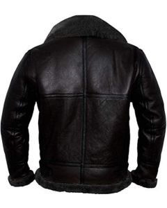 Cockpit Pilot RAF Aviator B3 Military Bomber Black Leather Jacket with Real Sheep Shearling
