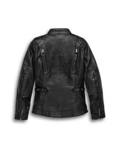 Women's Line Stitche Harley Davidson  Leather Jacket - Petite
