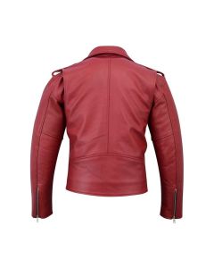 Perfecto Marlo Brando Leather Motorcycle Jacket for Men Cowhide - Red and Black Leather Jacket for Men's. Personlized Gift for Men's
