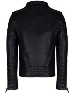 Mens Handmade Motorcycle Premium Quality Charcoal Black Leather Jacket for Men
