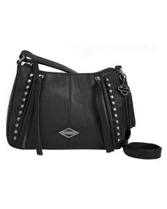 Harley-Davidson® Women's Ball & Chain Saddle Crossbody Bag | Adjustable Strap - BC6127L-BLK