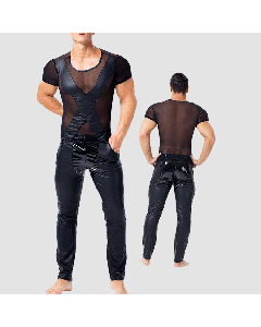 Men Faux  Leather Under T Shirts 